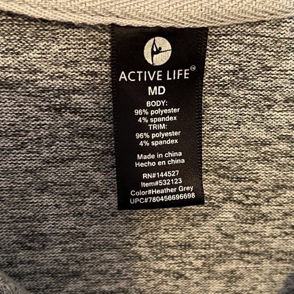 Active Life Gray Sweater With Zippers, Size Medium - Picture 4 of 4